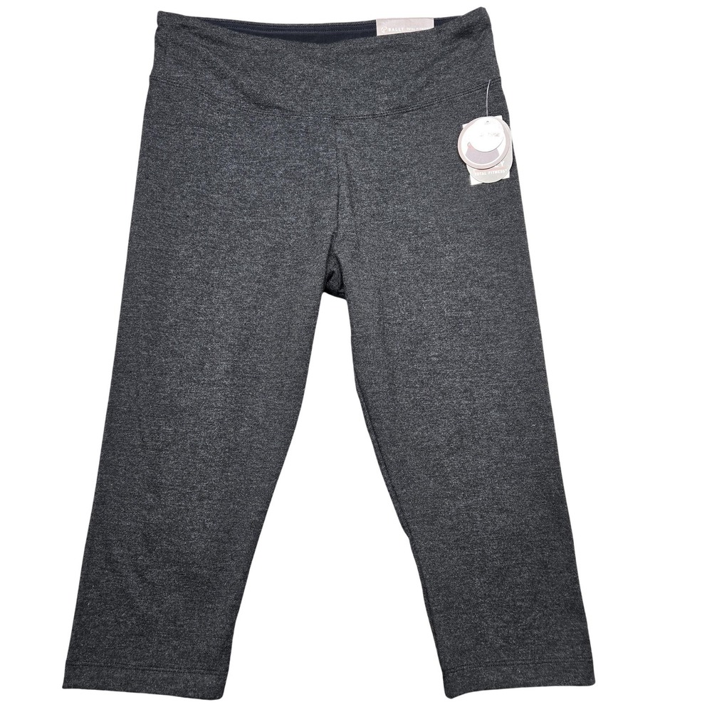 Bally Total Fitness Leggings Womens XL Gray High Rise Capri‎ Tummy Control Yoga